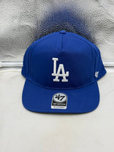 Load image into Gallery viewer, Los Angeles Dodgers MLB '47 Brand Blue Hitch Adjustable Snapback Hat showcasing vibrant blue color and bold team logo, perfect for fans of the Los Angeles Dodgers hat.
