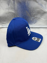 Load image into Gallery viewer, Los Angeles Dodgers MLB '47 Brand Blue Hitch Adjustable Snapback Hat fitted on a model, representing fan pride and casual wear as a popular Los Angeles Dodgers hat.
