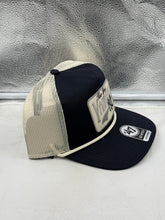 Load image into Gallery viewer, Close-up of the New York Yankees MLB '47 Brand Blue Hitch Mesh Adjustable Snapback Hat detailing the classic blue design.
