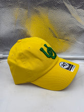 Load image into Gallery viewer, Oregon Ducks NCAA '47 Brand Throwback Yellow Clean Up Adjustable Strapback Hat showcased in bright yellow color, designed for comfort and classic NCAA style.
