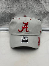 Load image into Gallery viewer, Alabama Crimson Tide NCAA '47 Brand Gray Clean Up Adjustable Strapback Hat showcasing a stylish gray color and team logo.

