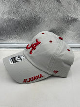 Load image into Gallery viewer, Close-up view of the Alabama Crimson Tide hat from '47 Brand, featuring adjustable strapback design and NCAA graphics.
