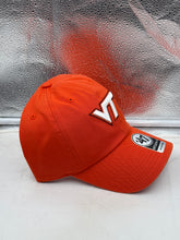 Load image into Gallery viewer, Virginia Tech Hokies NCAA '47 Brand Orange Clean Up Adjustable Strapback Hat showcasing bold school colors and a classic strapback design for the ultimate fan look.
