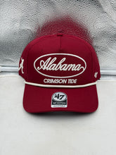 Load image into Gallery viewer, Alabama Crimson Tide NCAA '47 Brand Red Rope Hitch Snapback Adjustable Hat showing bold team colors and rope detail, perfect for fans.
