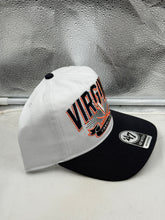 Load image into Gallery viewer, Virginia Cavaliers NCAA '47 Brand White TT Hitch Snapback Adjustable Hat displayed on a neutral background, showcasing the structured design and team graphics.
