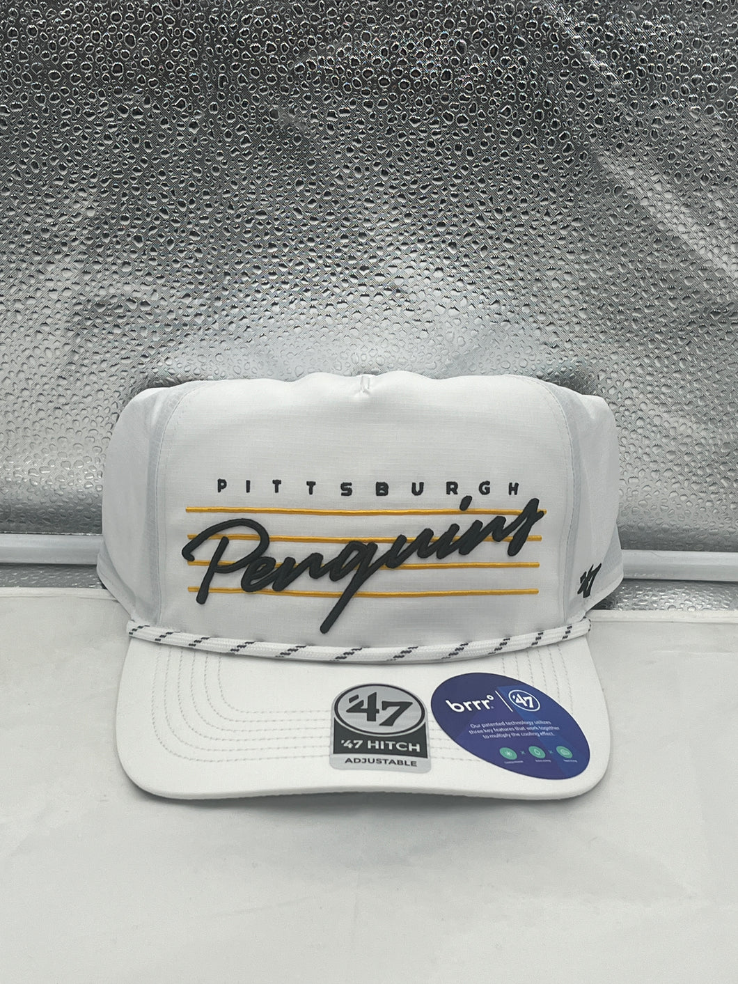 Pittsburgh Penguins NHL '47 White Script Hitch Rope Adjustable Snapback Hat - Casey's Sports Store