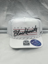 Load image into Gallery viewer, Chicago Blackhawks NHL &#39;47 White Script Hitch Rope Adjustable Snapback Hat - Casey&#39;s Sports Store
