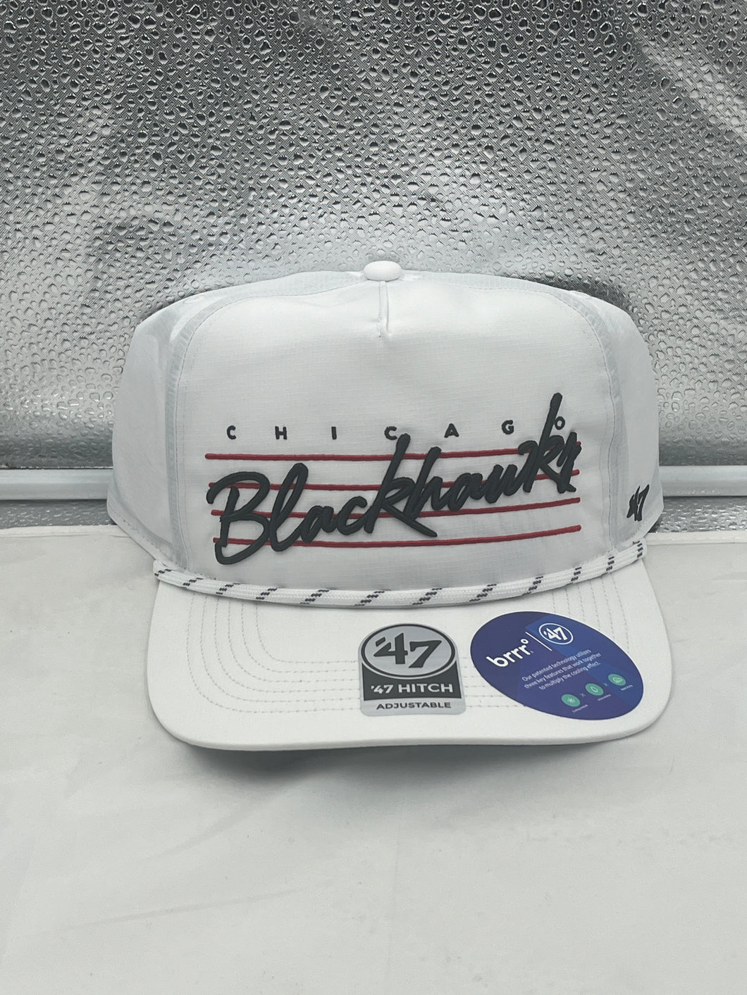 Chicago Blackhawks NHL '47 White Script Hitch Rope Adjustable Snapback Hat - Casey's Sports Store