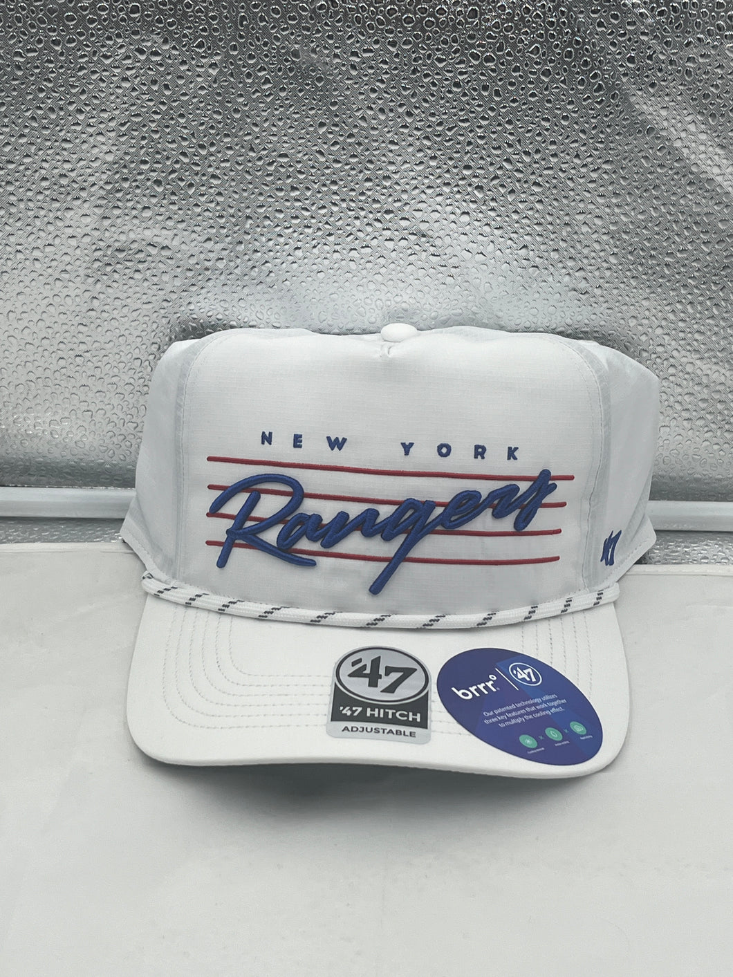 New York Rangers NHL '47 Brand White Script Hitch Rope Adjustable Snapback Hat - Casey's Sports Store