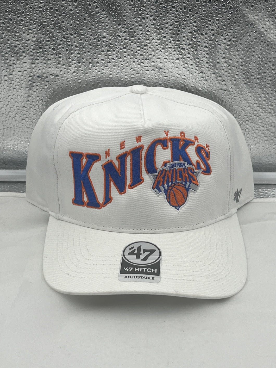 New York Knicks NBA '47 Brand White Hitch Wave Snapback Adjustable Hat - Casey's Sports Store