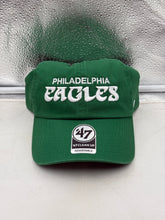 Load image into Gallery viewer, Philadelphia Eagles NFL '47 Brand Throwback Green Script Clean Up Adjustable Hat featuring adjustable fit and retro style.

