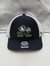 Load image into Gallery viewer, Notre Dame Fighting Irish NCAA '47 Brand Navy Adjustable Trucker Snapback Hat - Front view showcasing logo and color details.

