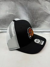 Load image into Gallery viewer, Oregon State Beavers NCAA '47 Brand Throwback Black Trucker Mesh Adjustable Hat with logo detail
