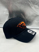 Load image into Gallery viewer, Back view of the Oregon State Beavers NCAA &#39;47 Brand Black Clean Up Adjustable Hat displaying the adjustable strap feature for a customized fit.
