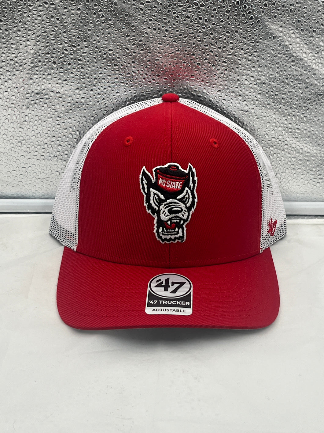 NC State Wolfpack NCAA '47 Brand Red Trucker Mesh Adjustable Snapback Hat - Casey's Sports Store