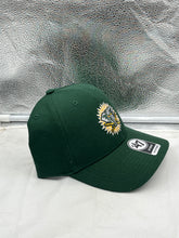 Load image into Gallery viewer, Oakland Athletics MLB &#39;47 Brand Throwback Green MVP Adjustable Hat displayed on a mannequin showcasing its vibrant green color and classic design.
