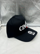 Load image into Gallery viewer, Cincinnati Bearcats NCAA &#39;47 Brand Black Hitch Script Adjustable Snapback Hat displayed on a neutral background, showcasing its sleek design and adjustable snapback feature.
