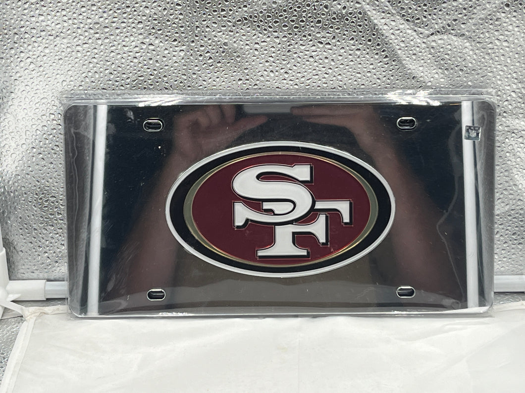 San Francisco 49ers NFL Silver Reflective Lasercut License Plate Wincraft - Casey's Sports Store