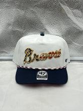 Load image into Gallery viewer, Atlanta Braves MLB &#39;47 Brand White USA Script Hitch Rope Adjustable Snapback Hat - Casey&#39;s Sports Store
