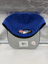 Load image into Gallery viewer, Toronto Blue Jays MLB '47 Brand Blue Hitch Adjustable Snapback Hat styled with casual wear, perfect for showing team spirit on game days.
