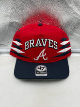 Load image into Gallery viewer, Atlanta Braves MLB '47 Brand Red TT Diamond Hitch Adjustable Snapback Hat showing the front design with embroidered logo.
