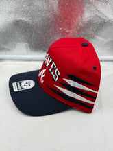 Load image into Gallery viewer, Side view of the Atlanta Braves MLB '47 Brand Red TT Diamond Hitch Adjustable Snapback Hat highlighting the snapback closure.
