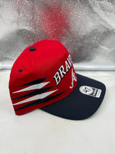 Load image into Gallery viewer, Close-up of the Atlanta Braves MLB '47 Brand Red TT Diamond Hitch Adjustable Snapback Hat fabric texture and quality.
