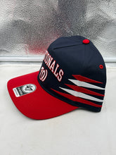 Load image into Gallery viewer, Side view of the Washington Nationals MLB '47 Brand Navy TT Diamond Hitch Adjustable Snapback Hat highlighting its adjustable snapback feature.
