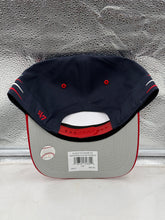 Load image into Gallery viewer, Close-up of the fabric texture on the Washington Nationals MLB '47 Brand Navy TT Diamond Hitch Adjustable Snapback Hat, emphasizing the quality materials used.
