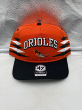 Load image into Gallery viewer, Baltimore Orioles MLB '47 Brand Orange TT Diamond Hitch Adjustable Snapback Hat front view showcasing vibrant orange color and embroidered team logo.

