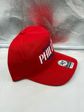 Load image into Gallery viewer, Philadelphia Phillies MLB '47 Brand Red Hitch Adjustable Snapback Hat styled with casual attire, perfect for daily wear.
