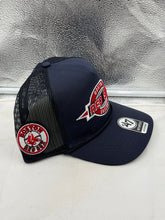 Load image into Gallery viewer, Back view of Boston Red Sox MLB '47 Brand Throwback Navy Hitch Rope Adjustable Snapback Hat showing the adjustable snapback closure for a customizable fit.
