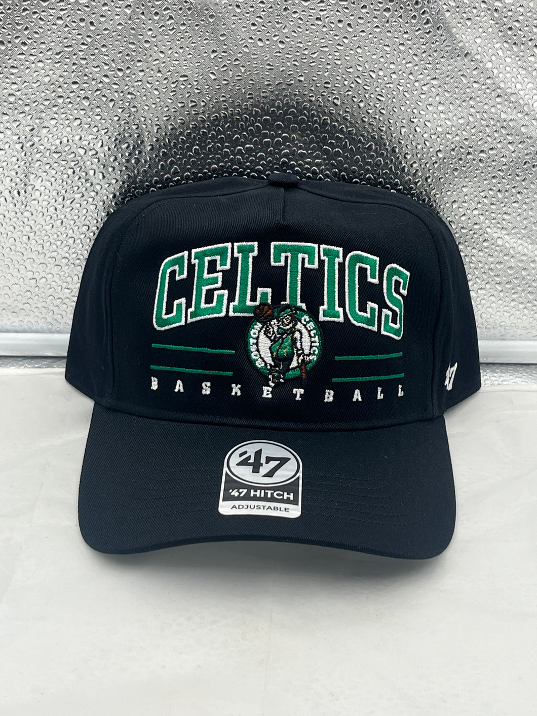 Boston Celtics NBA '47 Brand Black Roscoe Hitch Snapback Adjustable Hat - Casey's Sports Store