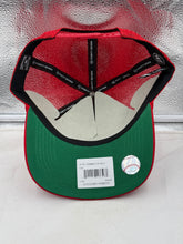 Load image into Gallery viewer, Close-up of Cincinnati Reds MLB '47 Brand Throwback Red Hitch Rope Adjustable Snapback Hat fabric, emphasizing durable construction and vibrant colors.
