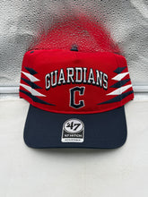 Load image into Gallery viewer, Cleveland Guardians MLB '47 Brand Red TT Diamond Hitch Adjustable Snapback Hat on display against a neutral background.
