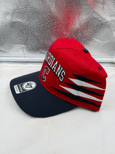 Load image into Gallery viewer, Close-up view of the Cleveland Guardians MLB '47 Brand Red TT Diamond Hitch Adjustable Snapback Hat showcasing the team's logo.
