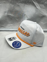 Load image into Gallery viewer, Tennessee Volunteers NCAA &#39;47 Brand White Hitch Rope Adjustable Snapback Hat displayed on a model wearing casual game-day attire.
