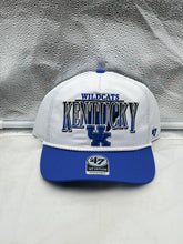 Load image into Gallery viewer, Kentucky Wildcats NCAA &#39;47 Brand White TT Hitch Rope Adjustable Snapback Hat displayed on a mannequin showcasing its stylish design.
