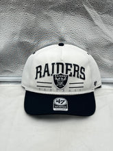 Load image into Gallery viewer, Las Vegas Raiders NFL &#39;47 White TT Roscoe Hitch Rope Snapback Adjustable Hat displayed on a white background showcasing its classic design and logo.

