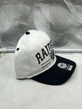 Load image into Gallery viewer, Las Vegas Raiders NFL &#39;47 White TT Roscoe Hitch Rope Snapback Adjustable Hat showcasing the stylish rope detail and iconic Raiders logo.
