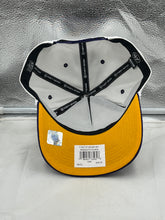 Load image into Gallery viewer, Close-up view of the Minnesota Vikings NFL &#39;47 White TT Roscoe Hitch Rope Snapback Adjustable Hat highlighting the iconic Vikings logo and adjustable snapback closure for a custom fit.
