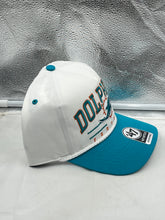 Load image into Gallery viewer, Miami Dolphins NFL &#39;47 White TT Roscoe Hitch Rope Snapback Adjustable Hat featuring a stylish rope detail and classic white design, perfect for showing team pride.
