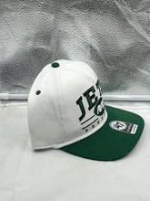 Load image into Gallery viewer, New York Jets NFL &#39;47 White TT Roscoe Hitch Rope Snapback Adjustable Hat front view showcasing team spirit and stylish design.
