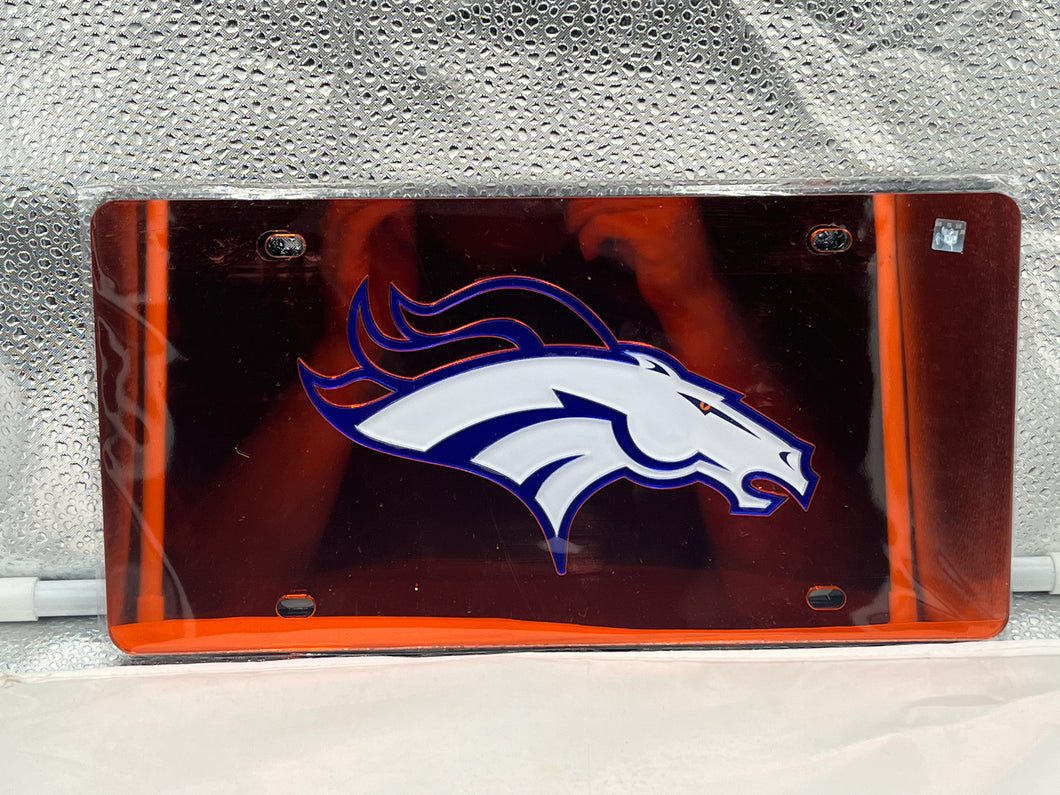 Denver Broncos NFL Orange Reflective Lasercut License Plate Wincraft