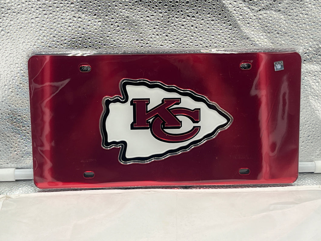 Kansas City Chiefs NFL Red Reflective Lasercut License Plate Wincraft