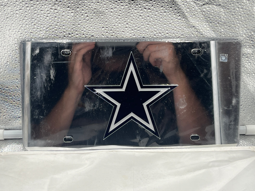 Dallas Cowboys NFL Silver Reflective Lasercut License Plate Wincraft