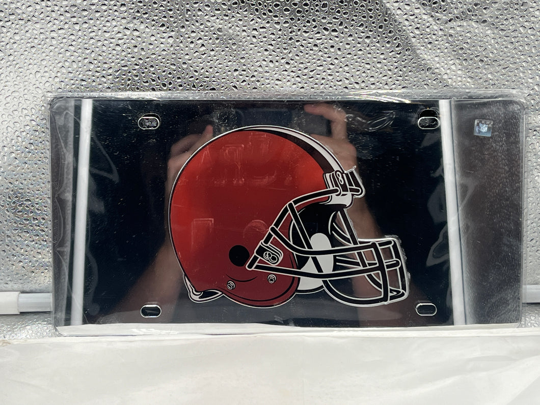 Cleveland Browns NFL Silver Reflective Lasercut License Plate Wincraft