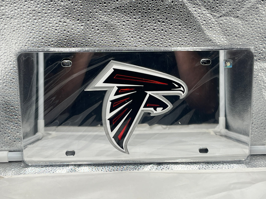 Atlanta Falcons NFL Silver Reflective Lasercut License Plate Wincraft