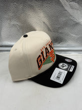 Load image into Gallery viewer, San Francisco Giants MLB '47 Natural Two Tone Hitch Rope Adjustable Snapback Hat worn outdoors, demonstrating its versatility for casual outings or game day wear, a must-have San Francisco Giants hat.
