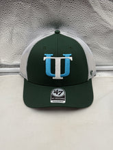 Load image into Gallery viewer, Tulane Green Wave NCAA '47 Brand Throwback Green Trucker Adjustable Snapback Hat displayed from the front, showcasing the iconic logo on the cap. Perfect for fans looking for a stylish Tulane Green Wave hat.
